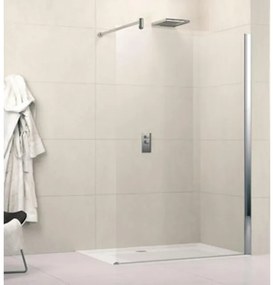 Novellini Lunes inloopdouche H 88 90x195cm met muursteun 100cm mat chroom profiel en helder glas LUNESH901B lunesh90-1b