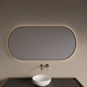 Gliss Design Aura spiegel met LED-verlichting 140x70cm mat goud