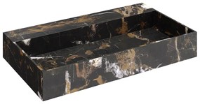 Muebles Murcia badmeubel ribbelfront 80cm eiken met Portoro Gold wastafel zonder kraangat