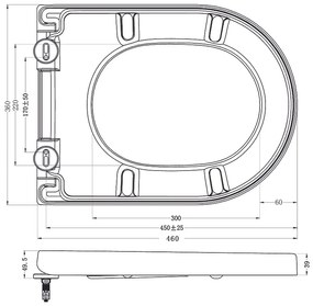 Mueller Filo randloos toilet met dunne toiletzitting 53cm wit mat