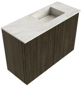 Mondiaz Joya DLux 60cm toiletmeubel shadow met wastafel faye rechts 1 kraangat ostra