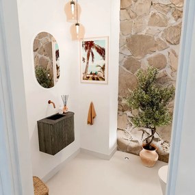 Mondiaz Joya DLux 50cm toiletmeubel ronding rechts shadow met wastafel faye links zonder kraangat lava