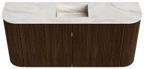 Mondiaz Joya DLux 95cm toiletmeubel ronding links/rechts walnut met wastafel faye midden zonder kraangat ostra