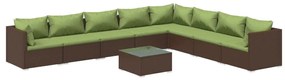 vidaXL 9-delige Loungeset met kussens poly rattan bruin