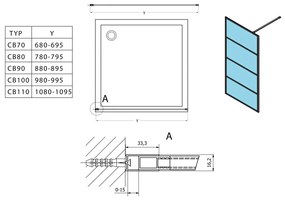 Gelco Cure Black inloopdouche 70x200cm 8mm glas anti-kalk