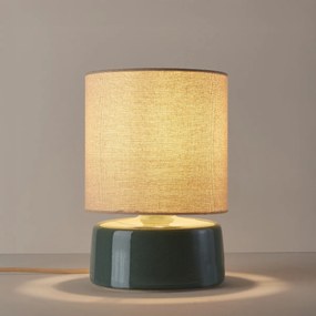 Tafellamp van keramiek en linnen, hoogte 25 cm, Amaga