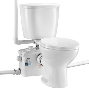 VEVOR-toiletsysteem met krachtige 800W-maceratorpomp, keldertoilet met achteruitgang en drijfvermogenspoeling, dubbele spoelwaterafvoer, 4 inlatenset