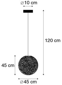Smart hanglamp met dimmer wit 45 cm incl. Wifi A60 - Corda Landelijk / Rustiek E27 bol / globe / rond rond Binnenverlichting Lamp