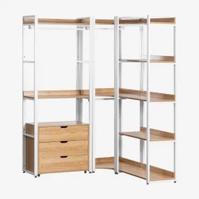 Modulaire Open Hoekkast Van 3 Delen Met Lades Van Staal En Mdf Ariaster Natuurlijk - Sklum