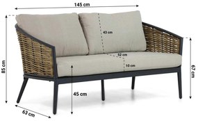 Stoel en Bank Loungeset 4 personen Aluminium/wicker Grijs  Lifestyle Garden Furniture Nice