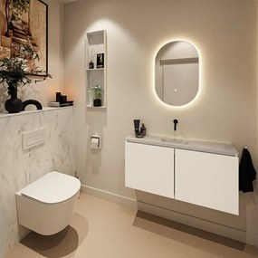 Mondiaz Hope toiletplaat solid surface 100x125cm opalo voorgeboord