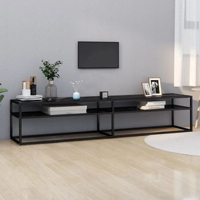 vidaXL Tv-meubel 200x40x40,5 cm gehard glas zwartmarmerkleurig