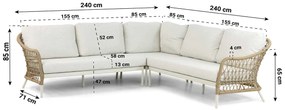 Hoek loungeset 6 personen Aluminium/Wicker Taupe  Coco Bali