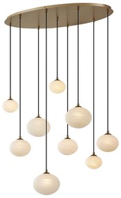 Art Deco hanglamp goud met opaal glas 9-lichts - Yani