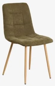 Set Van 4 Eetkamerstoelen Bekleed Met Chenille Vielira Chenille Legergroen - Sklum