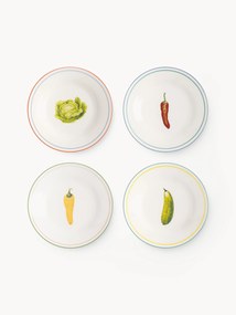 Ontbijtbord Vegetable van beenderporselein, set van 4