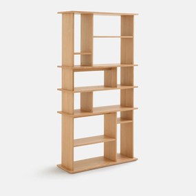 Asymmetrische boekenkast, eikenfineer, 12 nissen, hoogte 180 cm, ABAC
