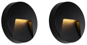 Set van 2 buiten wandlampen zwart rond incl. LED IP65 - Gem Modern IP65 Buitenverlichting