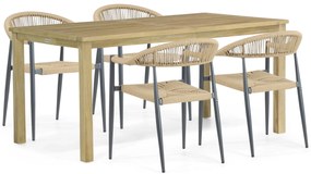 Tuinset 4 personen 160 cm Aluminium/Rope Taupe De Laan Projects