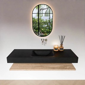 Zaro Alan badmeubel 140cm met planchet washed oak en vrijhangende wastafel cloud midden zonder kraangat urban