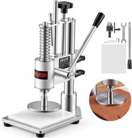 VEVOR Handmatige leerbedrukkingsmachine, 10x10cm perforator, leerpons, snijgereedschap voor leer, stof, papier, siliconenrubber, 160 kg druk, 4 cm slag, behuizing van aluminiumlegering en 45# stalen kern