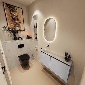 Mondiaz Ture DLux toiletmeubel 100cm plata met wastafel opalo links zonder kraangat