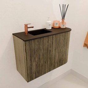 Mondiaz Joya 60cm toiletmeubel ronding rechts dusk met wastafel faye links 1 kraangat urban