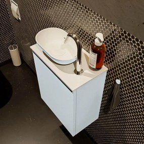 Mondiaz Fowy toiletmeubel 40cm clay met lichtgrijze waskom links en kraangat