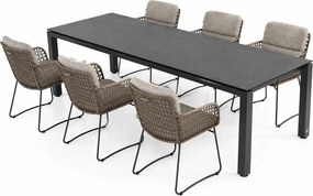 4 Seasons Outdoor Aprilla tuinset pure met Goa tafel antraciet 220 cm * Sale * Tuinset beige weerbestendig