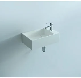 Ideavit Solidcube Fontein 40x22x10cm rechthoek 1 kraangat 1 wasbak Solid surface wit 280172