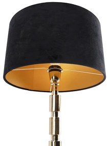 Art Deco tafellamp goud met velours kap zwart 35 cm - Torre Art Deco E27 cilinder / rond Binnenverlichting Lamp