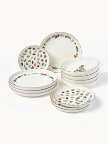 Kerstserviesset Eve van porselein, 4 personen, 12-delig