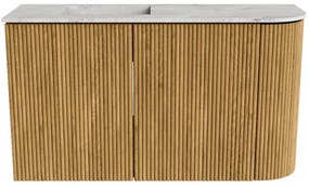 Mondiaz Joya DLux 70cm toiletmeubel ronding rechts oak met wastafel faye links zonder kraangat glace