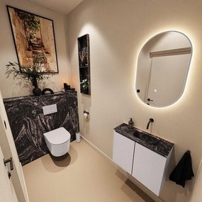 MONDIAZ TURE-DLUX 60cm toiletmeubel Cale. EDEN wastafel Lava positie rechts. Zonder kraangat. TUREDX60CALR0LAV