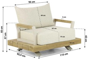 Tuinstoel Aluminium/teak Taupe-naturel-bruin Santika Supreme