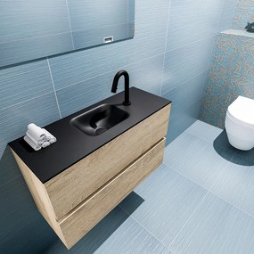 Mondiaz Ada 80cm toiletmeubel washed oak met wastafel urban midden 1 kraangat