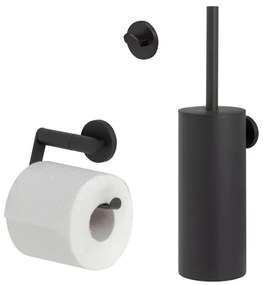 Tiger Noon Toiletaccessoireset Toiletborstel met houder Toiletrolhouder zonder klep Handdoekhaak Zwart 1321900701