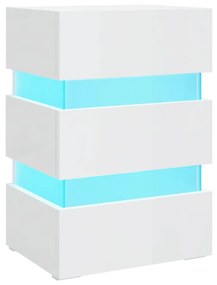vidaXL Nachtkastje LED 45x35x67 cm spaanplaat hoogglans wit