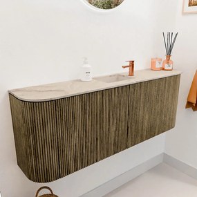 Mondiaz Joya DLux 115cm toiletmeubel ronding links/rechts dusk met wastafel faye midden 1 kraangat frappe