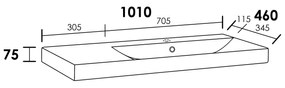 Sanituba Wave wastafel keramiek rechts met kraangat 100cm