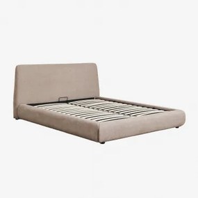 Bed Met Opklapbare Boxspring Norena Stof Zandbruin & 160 X 200 Cm - Sklum