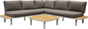 Amore platform hoek loungeset 3 delig latte zand aluminium