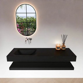 Zaro Alan badmeubel 140cm met planchet urban en vrijhangende wastafel cloud links zonder kraangat urban