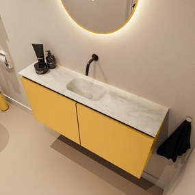 Mondiaz Ture DLux toiletmeubel 100cm ocher met wastafel ostra midden zonder kraangat