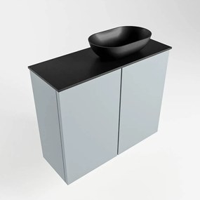 Mondiaz Fowy toiletmeubel 60cm clay met zwarte waskom rechts en kraangat