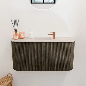 Mondiaz Joya DLux 85cm toiletmeubel ronding links/rechts shadow met wastafel faye midden 1 kraangat ostra