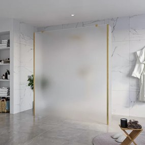 Fortifura Galeria Vrijstaande Inloopdouche - 180x200cm - Glas mat - antikalk - 8mm veiligheidsglas - 2 zijwanden 40cm - wandsteunen en hoekprofielen - Geborsteld Messing PVD (Goud) SW927770 2x/SW797933/SW797921 2x/SW798731 2x