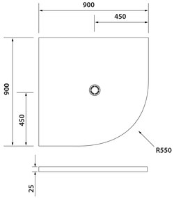 Polysan Flexia kwartronde douchebak 90x90cm wit