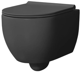 Xenz Gio randloos toilet 47cm met vortexspoeling en zitting zwart mat