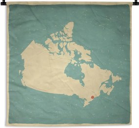 Wandkleed Canada illustratie - Illustratie van Canada op een oud papier Wandkleed katoen 120x120 cm - Wandtapijt met foto